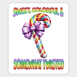 Sweet Colorful and Somewhat Twisted candy cane design Magnet